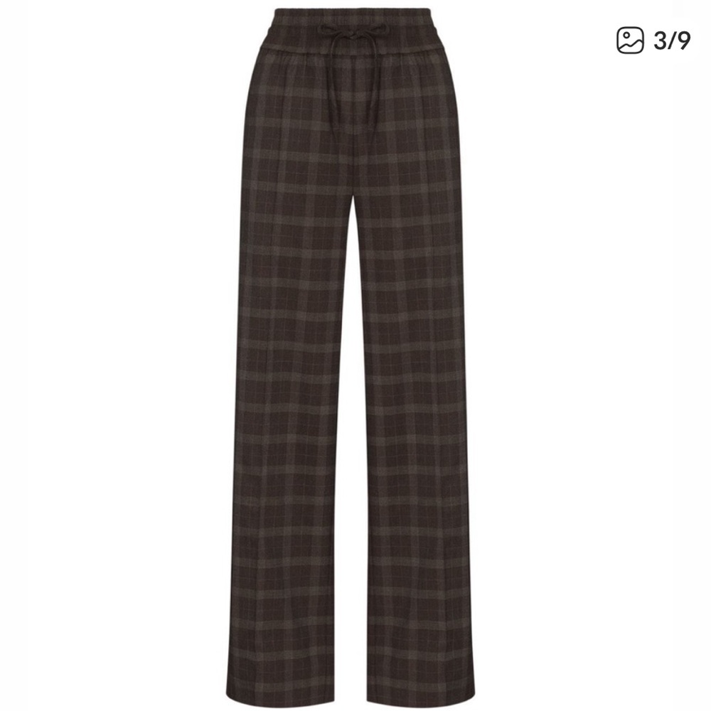 GANNI Straight Checked Trousers
